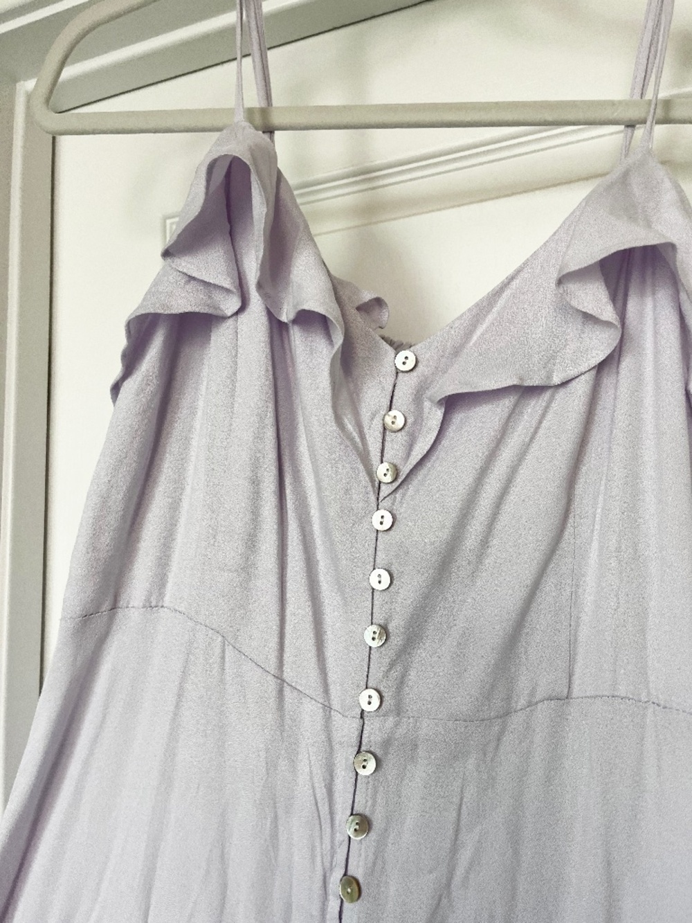 NWT Lavender Ruffle Maxi Dress | Flowy Spaghetti Strap Dress | Size L approx 6/8
